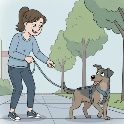 Both dog and walker are much more relaxed, with slack in the leash between them, they seem to be enjoying their walk a lot more.