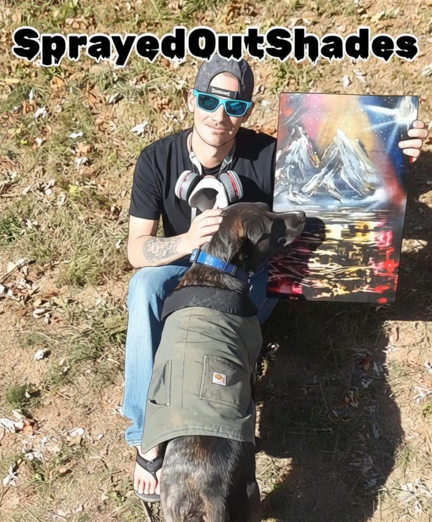 celebrating spray, my partner and a dedicated spray paint artist and dog enthusiast