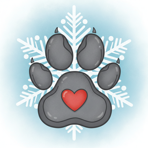 a frosty dog paw spreading love on valentine's day